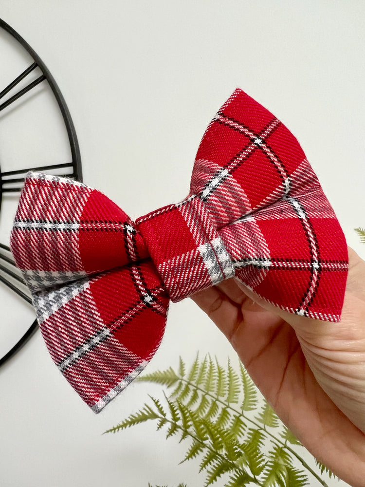 Red Check Dog Bow Tie