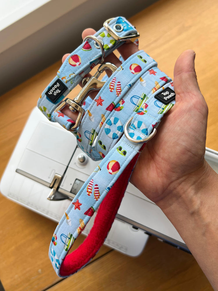Let's go to the Beach (Silver Buckle) Dog Collar