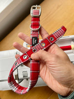 Red Check (Silver Buckle) Dog Collar